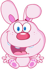 Cute Pink Bunny Cartoon Character
