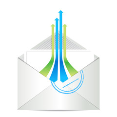 E-mail icon. Envelope mail with leader arrows