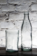 Old bottle and a glass