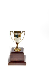 Blank Trophy cup on a wood stand
