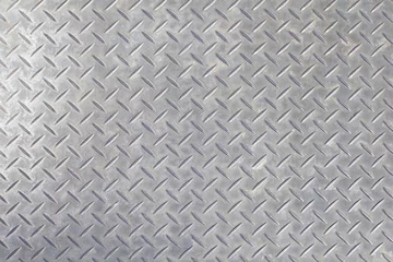 Schilderijen op glas gray colored diamond plate background , White Background of old metal diamond plate in silver color background © torsakarin