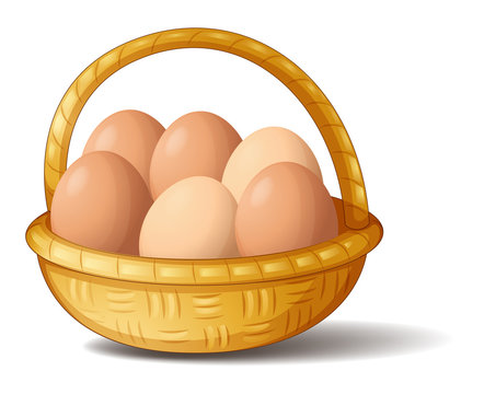 A basket with six eggs