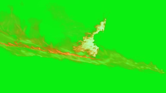 inside the path of fire with green screen