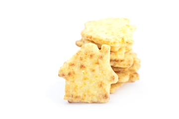 Cookies in the form of a house isolated on white