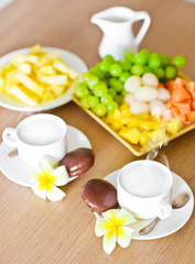 Healthy breakfast on the table close up