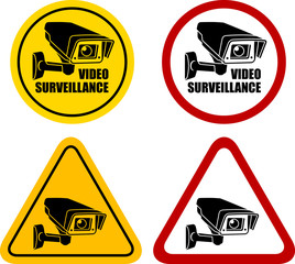 Video surveillance sign. CCTV Cam.