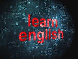 Education concept: Learn English on digital background