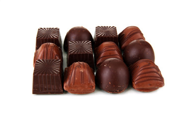 Chocolate sweets isolated on white