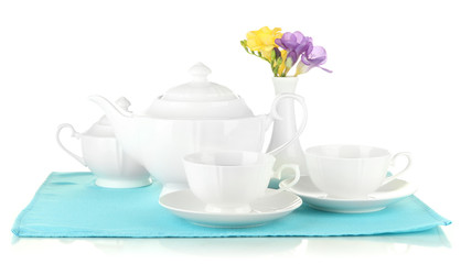 Beautiful tea service, isolated on white