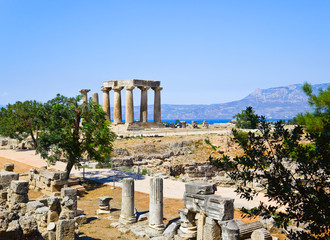 Ruins of temple in Corinth, Greece