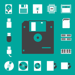 Computer and storage icons set.