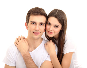 Loving couple isolated on white