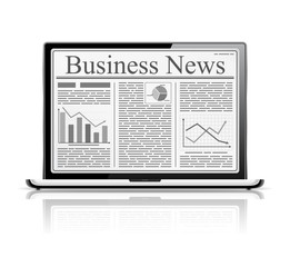 Business news on the screen of laptop