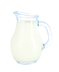 Pitcher of milk isolated on white