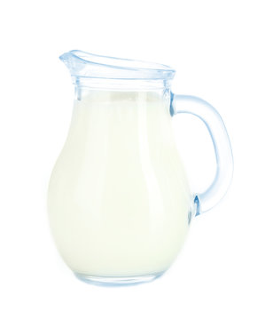 Pitcher of milk isolated on white