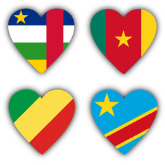 Flags in the shape of a heart, coutries