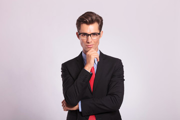 pensive young business man