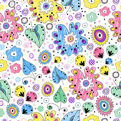 Bright seamless floral pattern painted markers