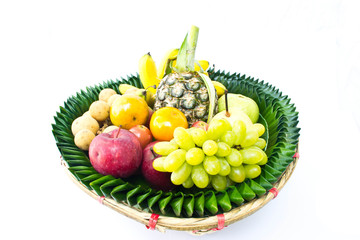 Fruit tray on a white background