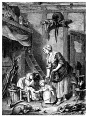 Nice Peasants : Mother & Children - 18th century