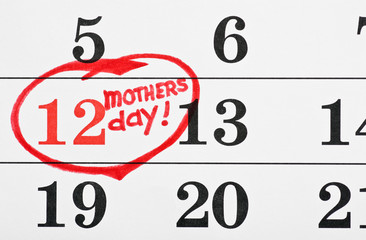 calendar with the date marked Mother's Day