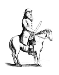 Fototapeta na wymiar Karykatury: Rider - 18 wieku