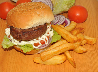 Hamburger And Fries