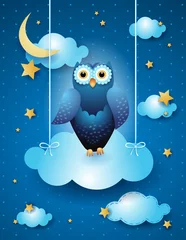 Poster Uil in de lucht, fantasieillustratie © Luisa Venturoli