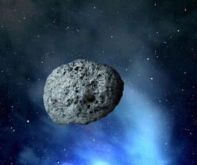large asteroid flying in the universe