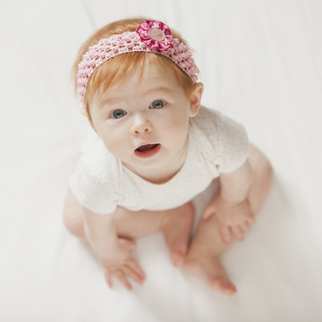 Serious Caucasian baby girl