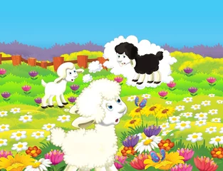 Plaid mouton avec photo Ferme La vie à la ferme - illustration pour les enfants
