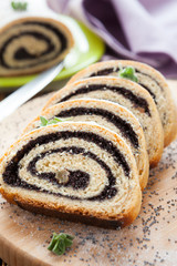 pieces of poppy rolls, sweet bun