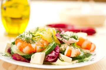fresh salad with shrimp