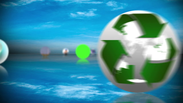 Renewable energy and recycling montage with copy space screens