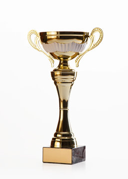 golden cup of the winner isolated on white background
