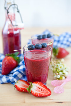 Homemade smoothies with fresh berries