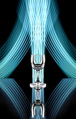 Glass of alcohol on disco background, party