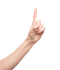 Woman showing one finger