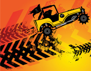 Plakat Off-road buggy abstrakcyjne tło, ilustracji wektorowych