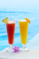 Cocktails near swimming pool