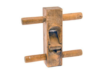 Old wooden planer tool  isolated on white background
