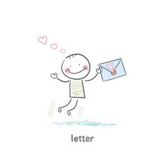 A man and a letter. Illustration.
