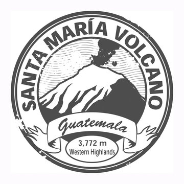 Grunge black stamp with words Santa Maria Volcano, Guatemala