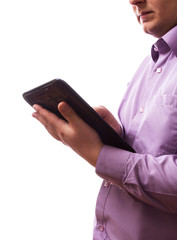 A man holding a tablet pc