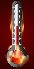 Thermometer in fire - obrazy, fototapety, plakaty