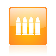 ammunition orange square glossy web icon