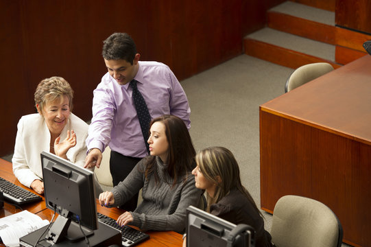 Hispanic business people working together
