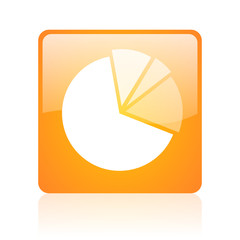 diagram orange square glossy web icon