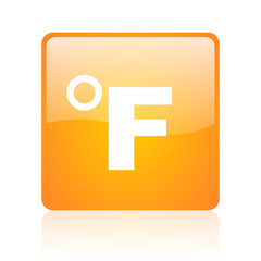 fahrenheit orange square glossy web icon