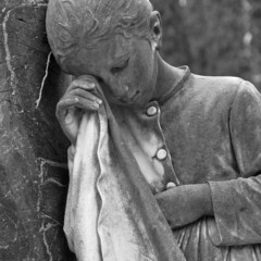 weeping girl- cemetery statue